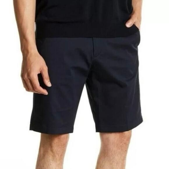 Theory Men's Navy Beck Twill Chino Bermuda Shorts Classic Preppy Cotton Stretch - Picture 1 of 8